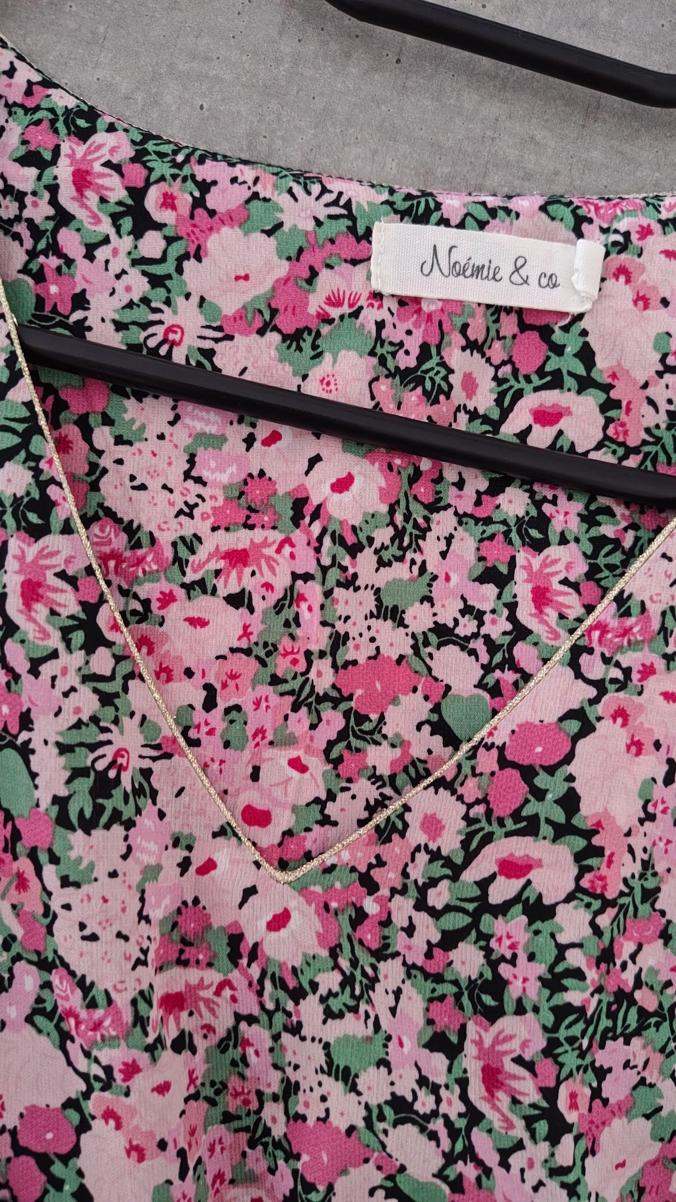 Roze bloemige V-hals jurk - Maat 38/M - Noémie & Co – photo 8